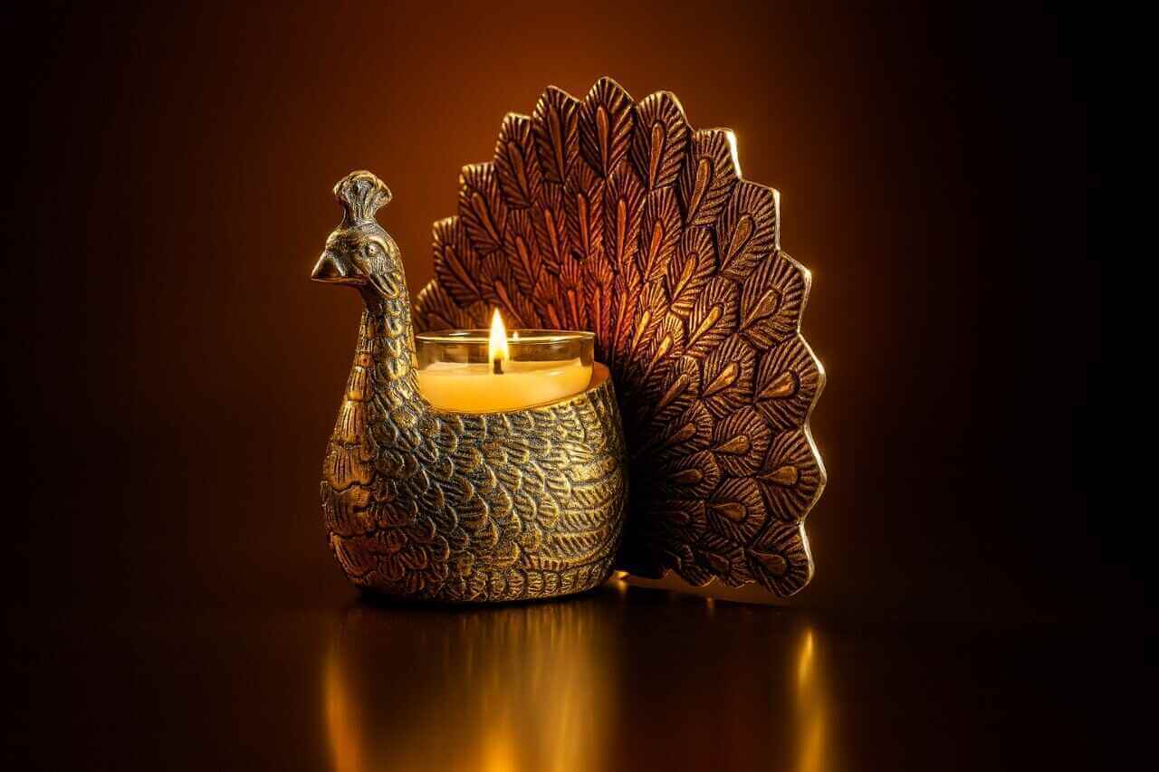 Gold Metal Peacock Showpiece with Candle Holder for Home Decor In 2026